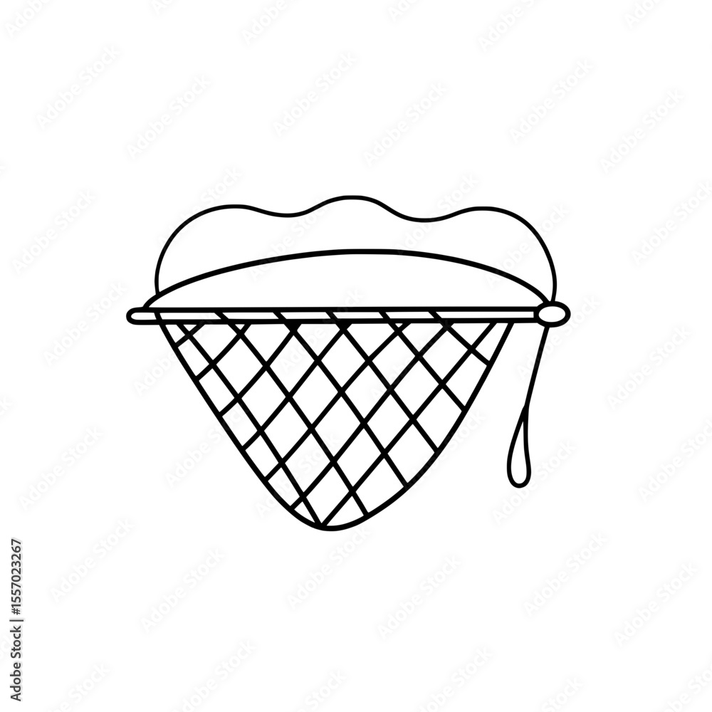 Poster hand drawn fishing net: a charming hand-drawn illustration of a fishing net, perfect for adding a to