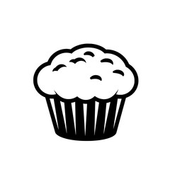 Muffin Delight: A simple and delicious muffin sits, ready to be enjoyed. Its dark liner and fluffy top make it irresistibly good.