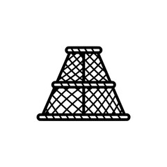 Lobster Trap Icon: An artistic line-art representation of a lobster trap, showcasing the traditional design. highlighting the artistry and cultural significance of the fishing industry.