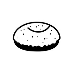Simple Donut Icon: A minimalist, hand-drawn illustration of a single donut. The design is characterized by bold lines and a monochromatic palette, showcasing the dessert in its essence. 
