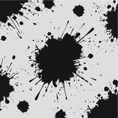 Black ink grunge splatters and drops, a dirty vector design element