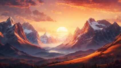 Sunset Melts Into Silent Mountain Peaks