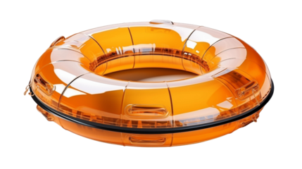 Captivating studio shot of an orange swimming ring, ready for summer fun and poolside relaxation transparent.