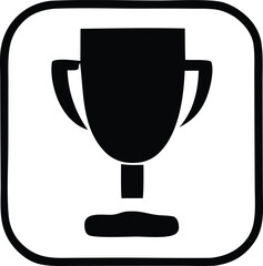 Bold Black and White Trophy Icon with Rounded Square Border Symbolizing Achievement and Victory in a Simple Graphic Style Illustration black trophy icon