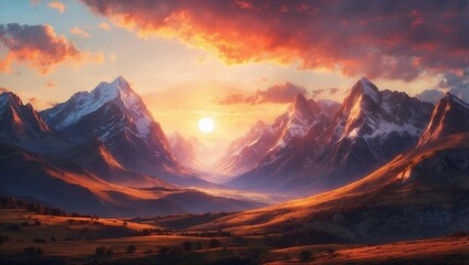 Golden Light Spills Across Rugged Heights