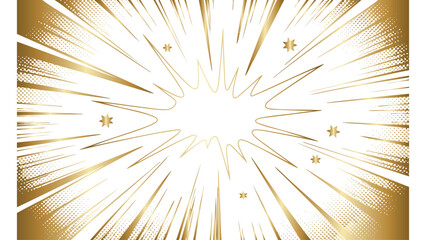 Golden Speed Lines and Stars Burst Vector