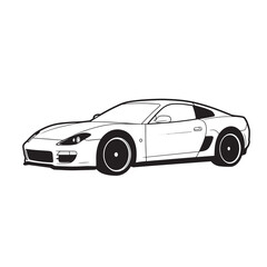 Fototapeta premium Vector illustration of a modern sports car in black and white minimalist style