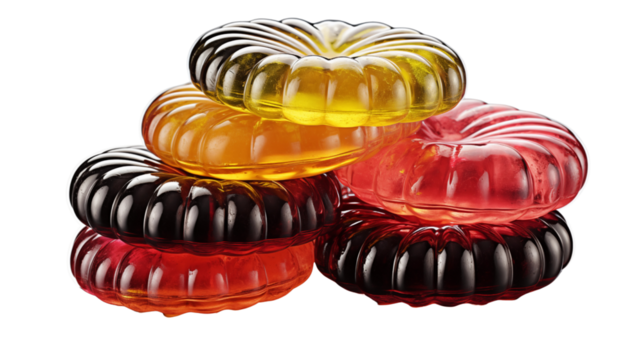 Colorful glycerin soaps stacked together displaying a variety of translucent soap bars for bath and spa products transparent.