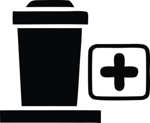 Black and White Illustration of a Trash Can with a Plus Sign Representing Adding Items to a Delete List or a New Functionality Option