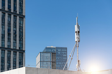 Mobile communication base station on the rooftop