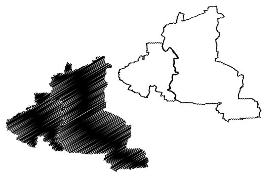 Tangerang City (Republic of Indonesia, Java island) map vector illustration, scribble sketch City of Tangerang map