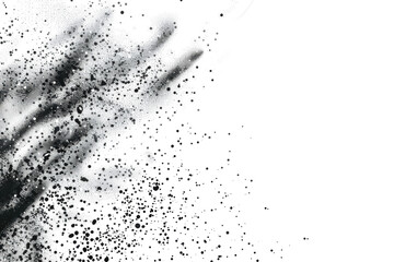 Dark black powder exploding in mid air on clear background showing motion and dynamic force