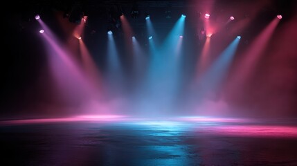 Vibrant stage lights create an atmospheric setting for a captivating performance or event.