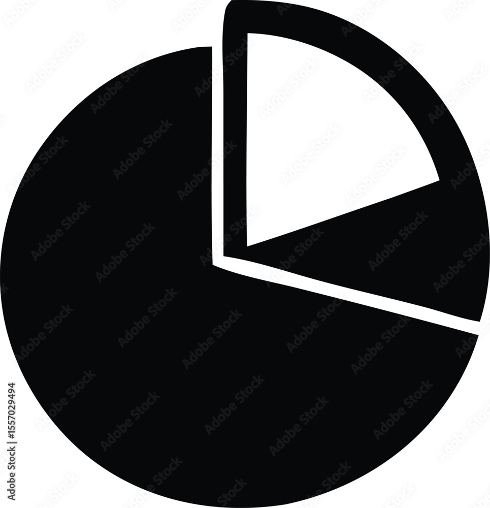 Poster black and white pie chart depicting data analysis proportions and statistical representation with a 