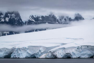 Antarctica view. Seascape and landscape of Antarctica. Glaciers and Southern Ocean