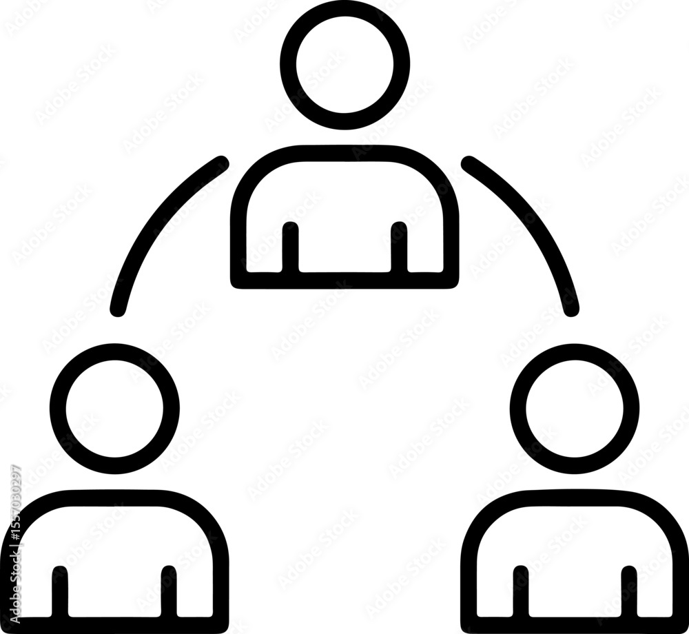 Poster simple outline icon representing a network of three people connected to each other