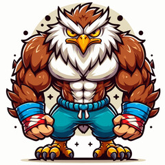Muscular Eagle Fighter Mascot Vector Illustration
