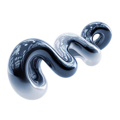 Obraz premium Abstract sculpture of flowing, glossy waves in black and white tones with smooth curves and reflective surfaces creating a dynamic visual effect