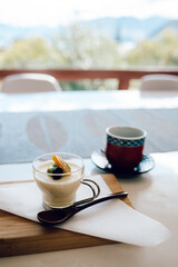 酒粕を使ったパンナコッタとお茶