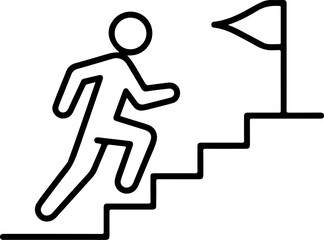 Person climbing stairs towards a flag representing success and achievement