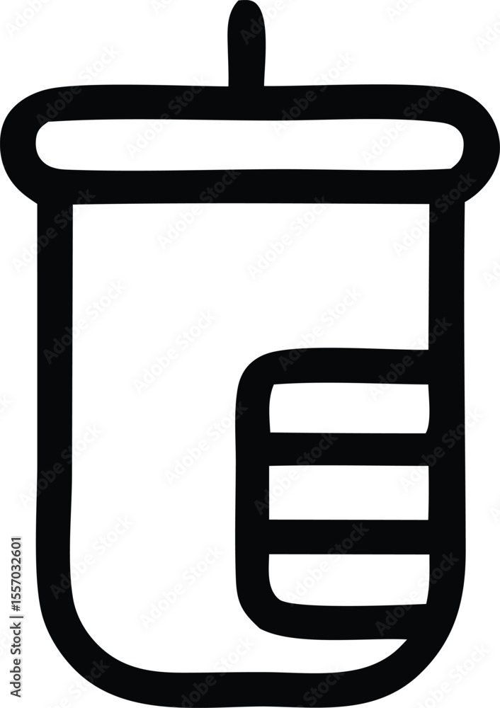 Poster minimalist black and white icon of a trash can with a lid and horizontal lines on the side simple de