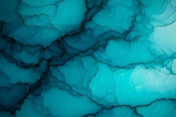 Naklejka premium Abstract Teal Blue Ink Swirls and Veins background color