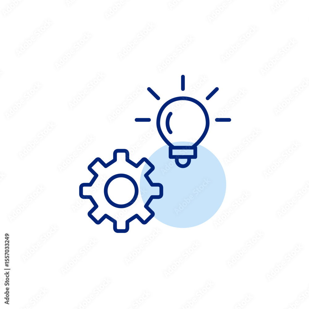 Poster cogwheel and light bulb. innovation settings, idea development, creative process optimization, syste