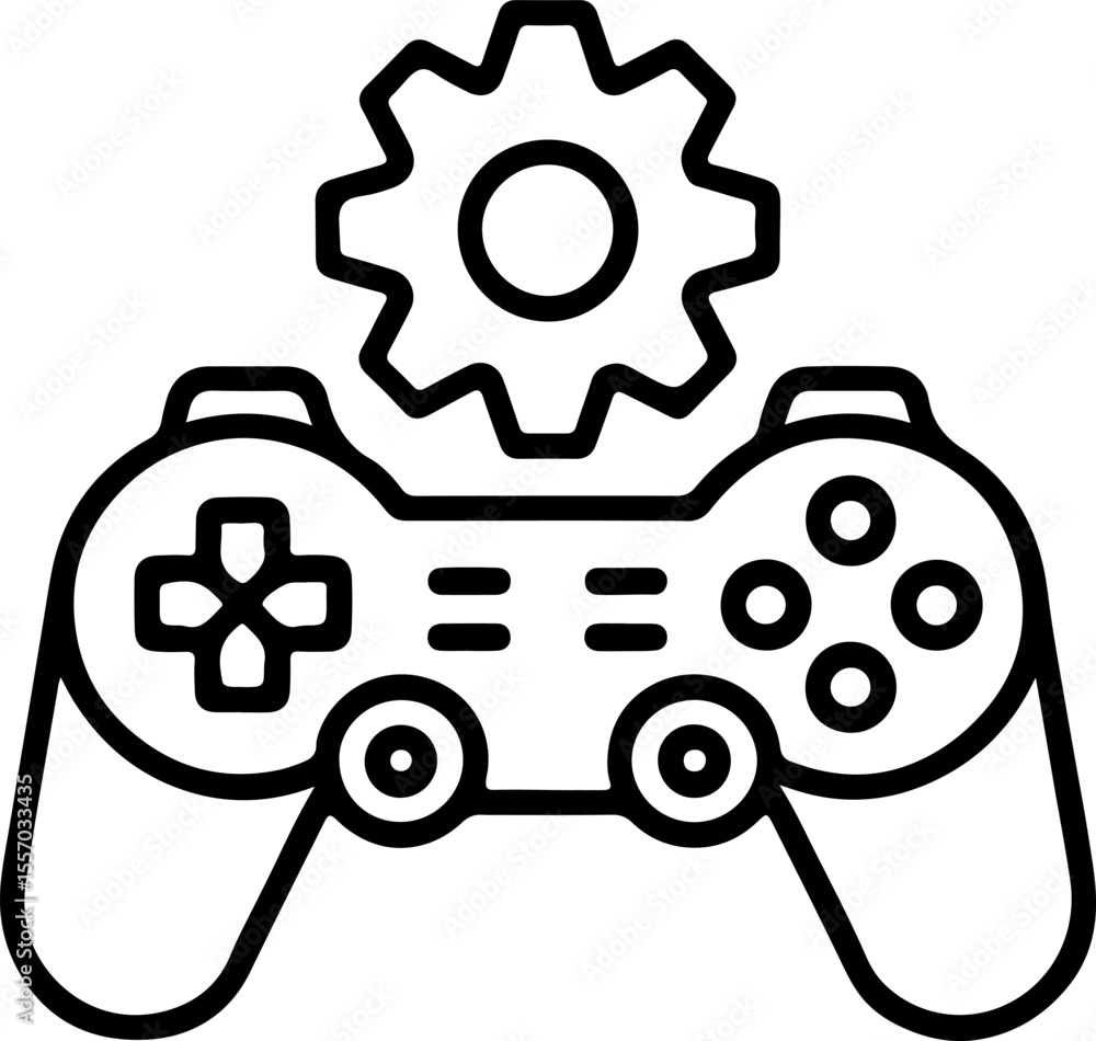 Aufkleber icon of a video game controller with a gear symbol representing settings or configuration