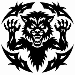 Obraz premium Tribal Werewolf Tattoo Design