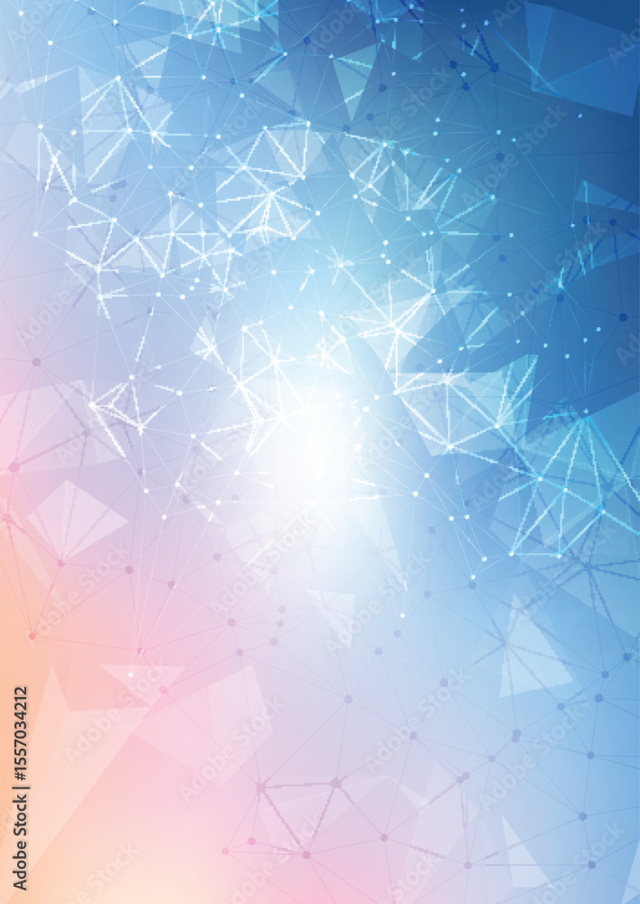 Poster abstract background with triangles dots and lines in pastel colors isolated on transparent backgroun