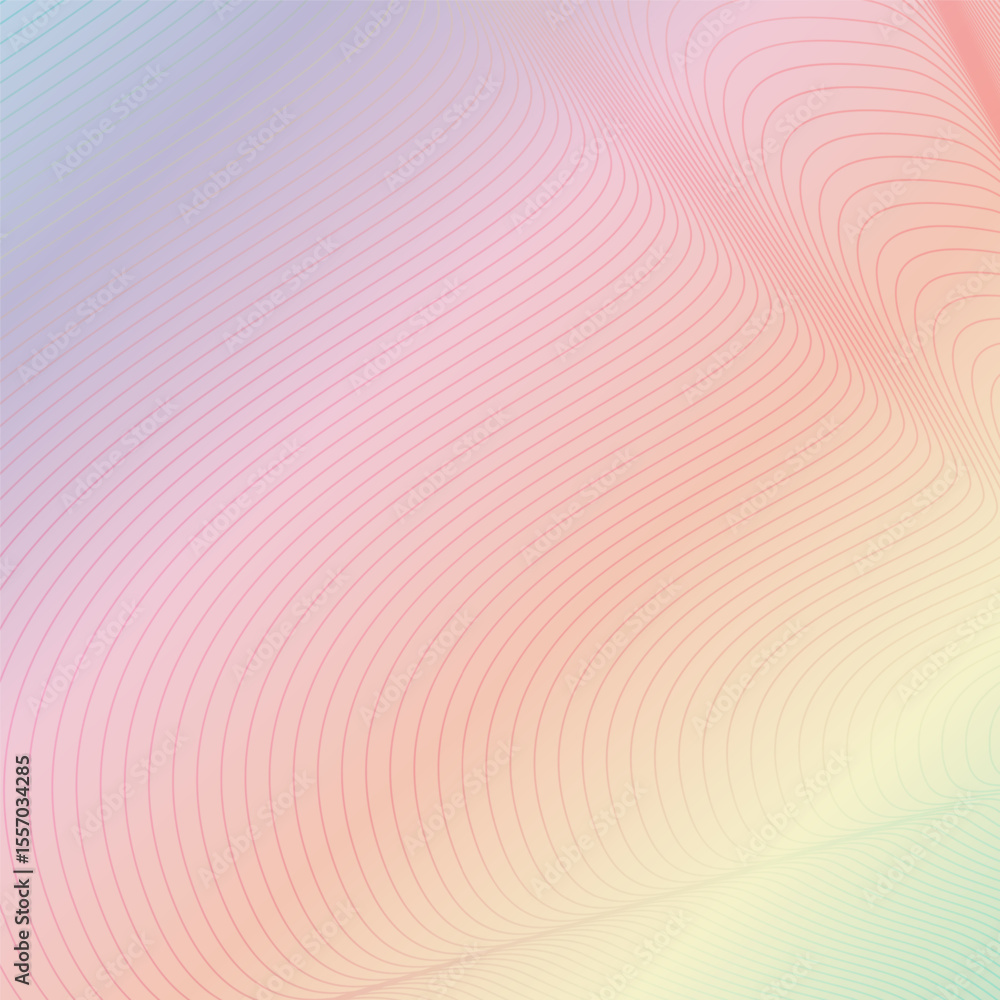 Poster abstract pastel background with curved lines in soft color gradients isolated on transparent backgro