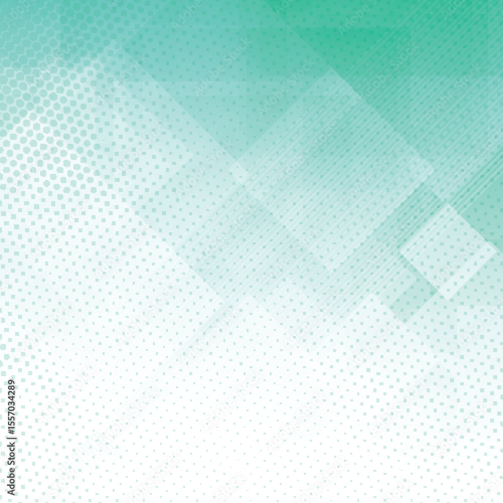 Poster abstract background with geometric shapes and halftone pattern in green isolated on transparent back