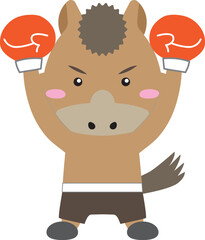 ボクシングで勝利を掴んだ馬キャラクター