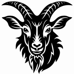 Vintage Goat Head Illustration Retro Style