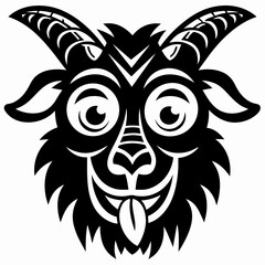 Obraz premium Whimsical Cartoon Goat Illustration A Silly and Comical Goat Head Design
