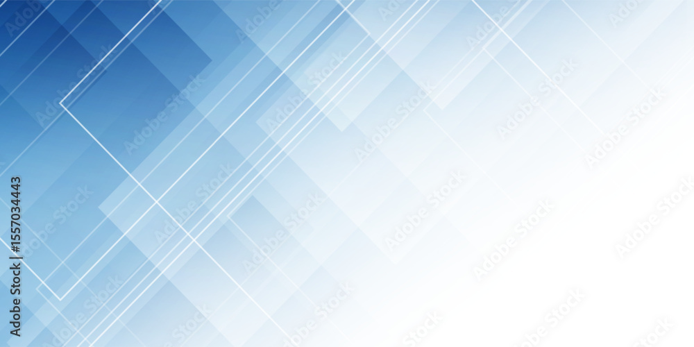 Poster abstract blue and white background with geometric shapes and lines isolated on transparent backgroun