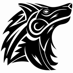 Obraz premium Tribal Wolf Head Design A Black and White Vector Illustration