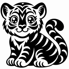 Adorable Stylized Bengal Tiger Cub Illustration Playful Cub Design