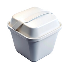 White plastic storage container with lid and handle isolated on transparent background