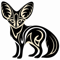 Fototapeta premium Stylized Desert Fox Illustration Tribal Art Design with Oversized Ears