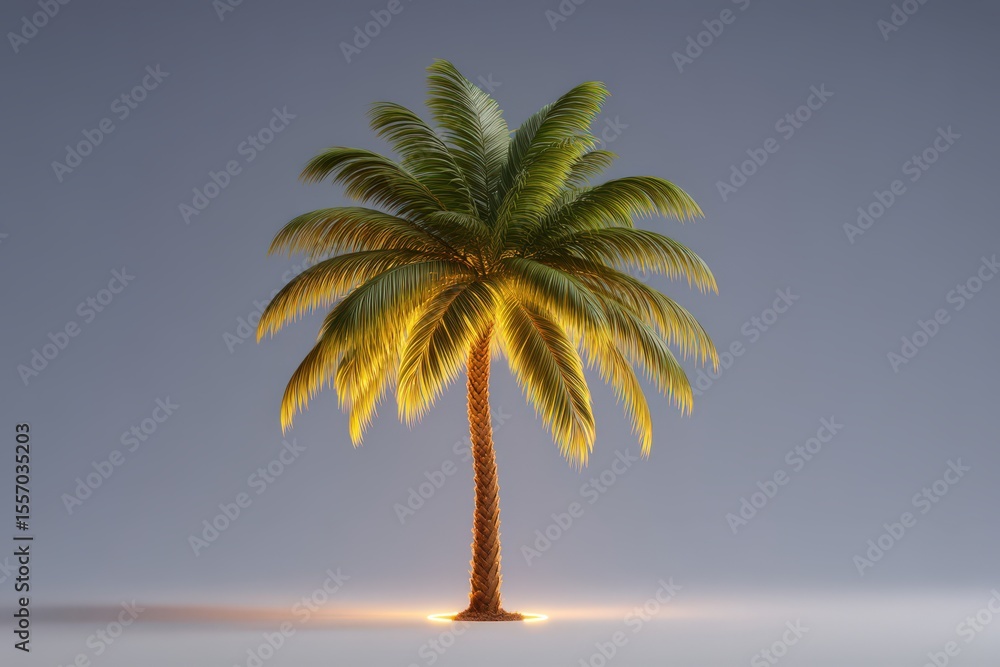 Aufkleber elegant palm tree illuminated against a softly gradient backdrop showcasing the intricate details of