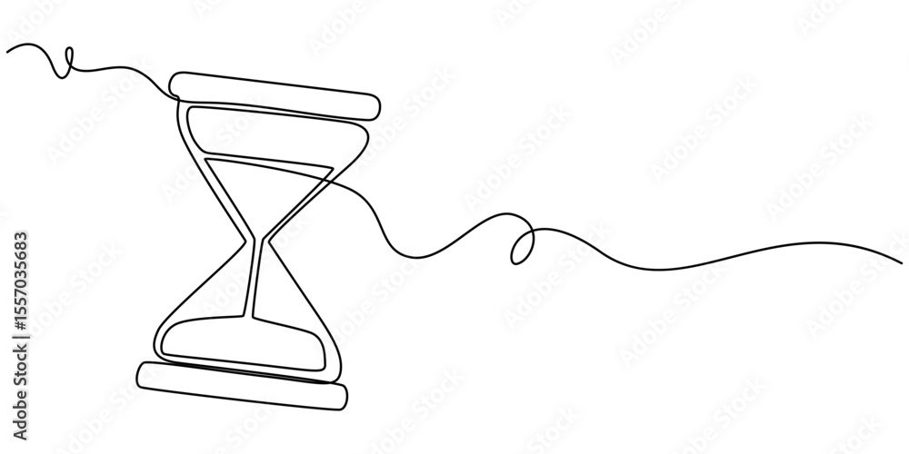 Poster hourglass in one continuous line drawing. hourglass in simple linear style. editable outline illustr