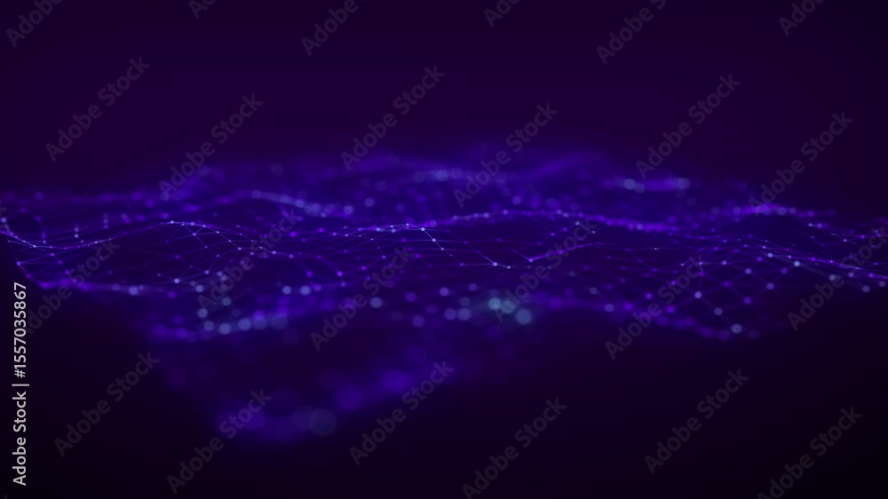 Aufkleber dynamic blue wave of particles and lines. abstract futuristic background. big data visualization. 3d