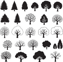 Assorted Tree Silhouettes Vector Pack Nature and Plant Icons