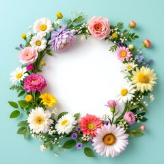 Obraz premium Colorful Floral Frame with Empty Center for Design