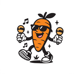 Funny carrot with sunglasses illustration for vegetable promotion