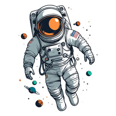 astronaut in space, transparent vector illustration