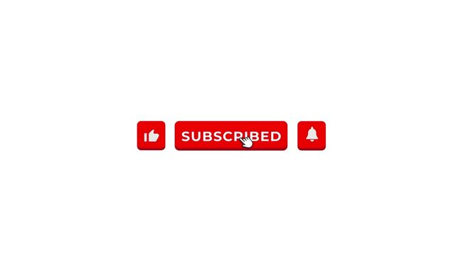 2D animation of social media buttons – subscribe, like and notifications with smooth transitions - Powered by Adobe
