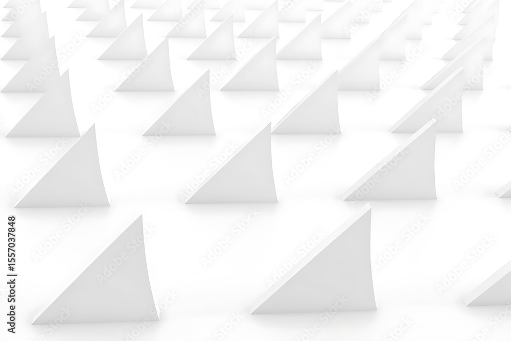 Poster geometric pattern of white triangular forms on a clean surface