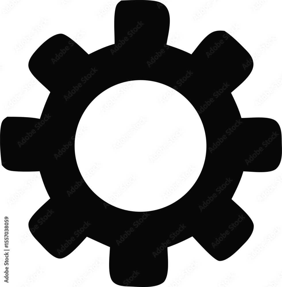 Poster a simple black gear icon with rounded edges and a white center representing settings configuration o